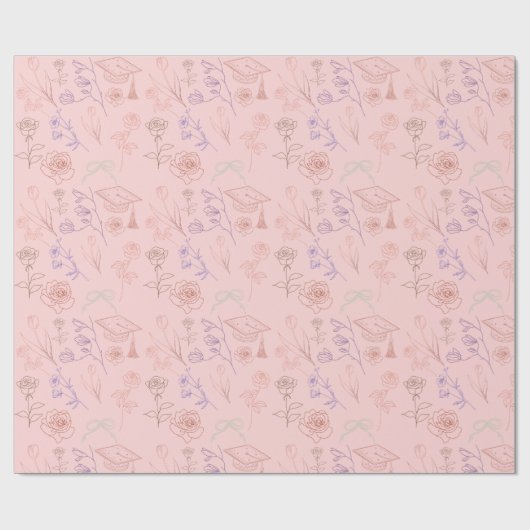 Florale Linienkunst zum Abschluss Geschenkpapier (Flach)