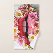 Florale Lippenkunst Badhandtuch Set (Handtuch)