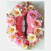 Florale Lippenkunst Fleecedecke (Vorderseite)