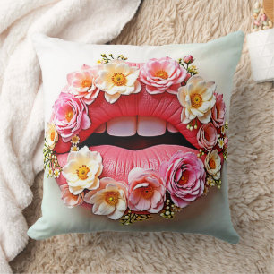 Florale Lippenkunst Kissen