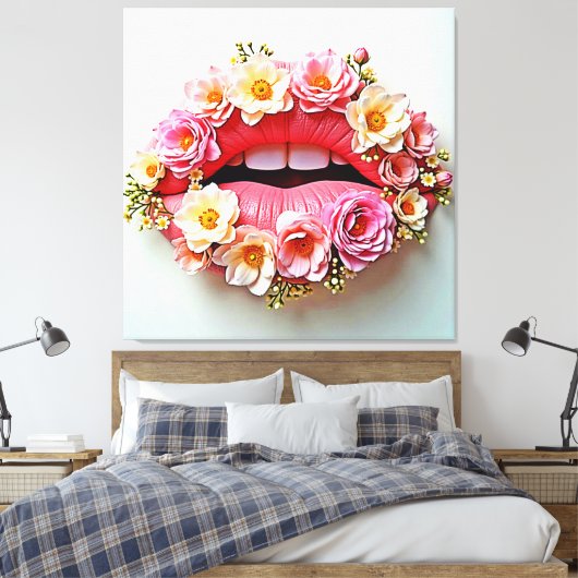 Florale Lippenkunst Leinwanddruck (Insitu (Schlafzimmer))