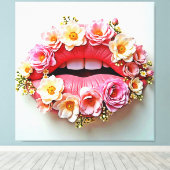 Florale Lippenkunst Leinwanddruck (Insitu (Holzboden))