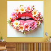 Florale Lippenkunst Leinwanddruck (Insitu (Wohnzimmer))