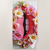 Florale Lippenkunst Strandtuch (Vorderseite)