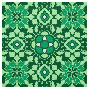Florale marokkanische Tile, Light und Dark Jade Gr Stoff