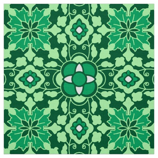 Florale marokkanische Tile, Light und Dark Jade Gr Stoff (Muster)