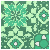 Florale marokkanische Tile, Light und Dark Jade Gr Stoff (Nahaufnahme)
