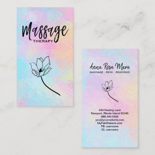 *~* Florale Massagetherapie Visitenkarte (Vorne/Hinten)