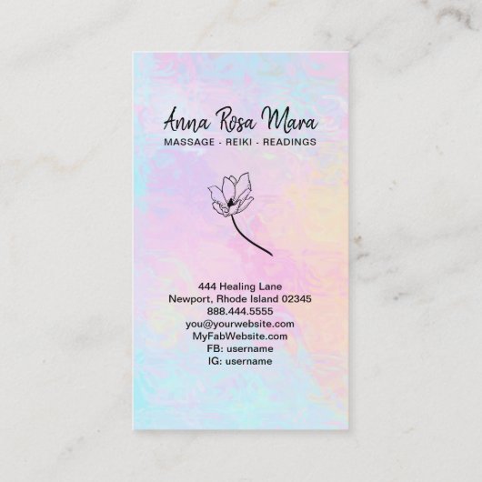 *~* Florale Massagetherapie Visitenkarte (Rückseite)