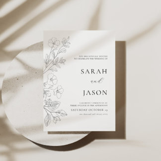 Florale minimalistische Hochzeitseinladung Einladung