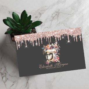 Florale Mixer-Rose-Gold-Tropfen-Bäckerei Visitenkarte