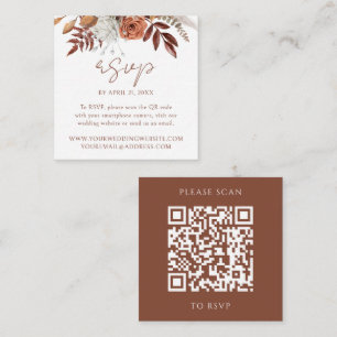 Florale moderne Hochzeitswebsite QR-Code RSVP zum  Begleitkarte