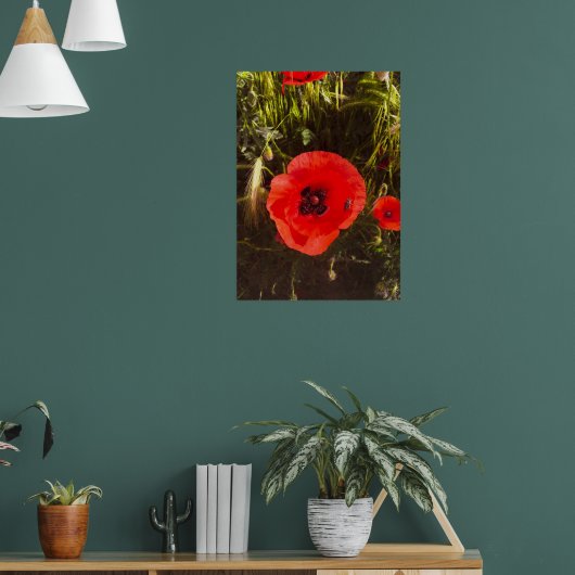Florale Mohn-Träumerin – Botanische Fantasy-Kunst Poster (Wohnzimmer 1)