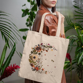 Florale Mondsichel l Eingedrückte Blütengestaltung Tragetasche