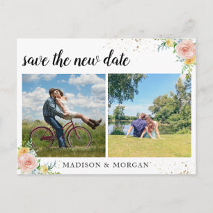 Florale MultiFotos rettete das neue Datum Ankündigungspostkarte