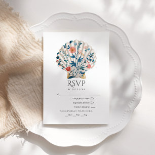 Florale Muschel Strand Hochzeit Nautilus RSVP Karte
