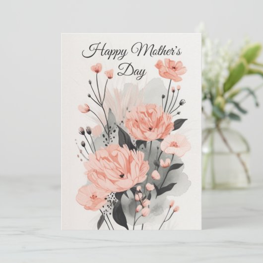 Florale Muttertagskarte Einladung (Stehend Vorderseite)