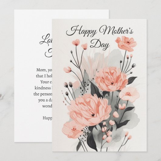 Florale Muttertagskarte Einladung (Vorne/Hinten)