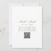 Florale olivgrüne Garten-QR-Code Retro-Hochzeit Einladung (Rückseite)