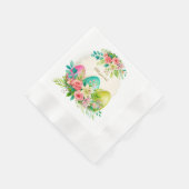Florale Ostereier & Wasserfarbe Rosa Rosen Serviette (Ecke)