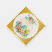 Florale Ostereier & Wasserfarbe Rosa Rosen Serviette (Ecke)