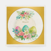 Florale Ostereier & Wasserfarbe Rosa Rosen Serviette (Vorderseite)
