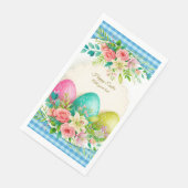 Florale Ostereier & Wasserfarbe Rosa Rosen Serviette (Ecke)
