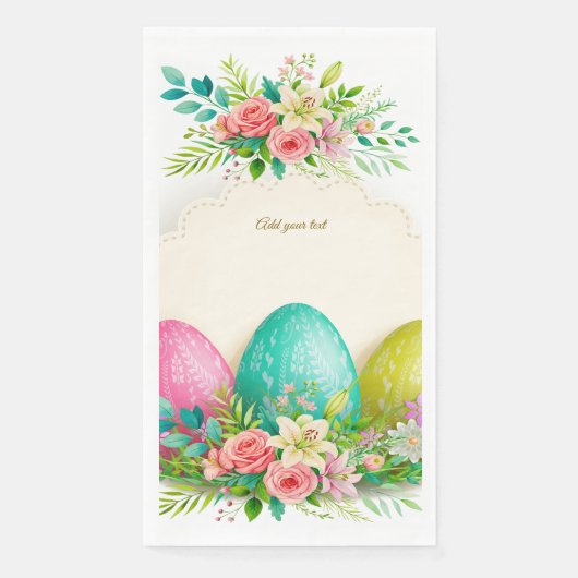 Florale Ostereier & Wasserfarbe Rosa Rosen Serviette (Vorderseite)