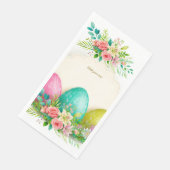 Florale Ostereier & Wasserfarbe Rosa Rosen Serviette (Ecke)