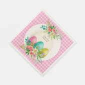 Florale Ostereier & Wasserfarbe Rosa Rosen Serviette (Ecke)