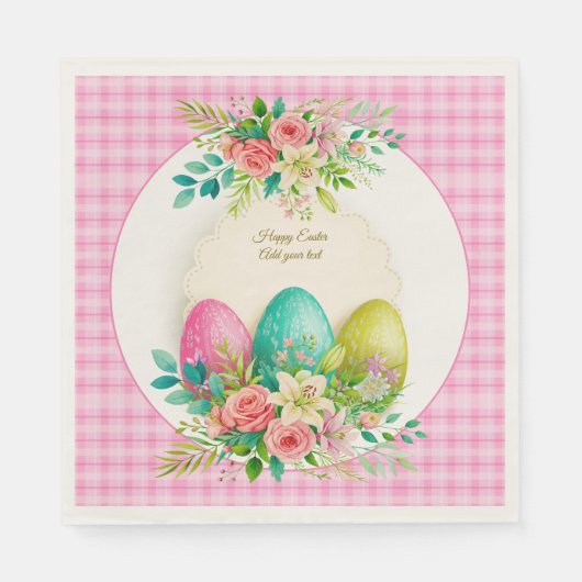Florale Ostereier & Wasserfarbe Rosa Rosen Serviette (Vorderseite)