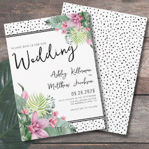 Florale Palmen Tropische Hochzeit Einladung