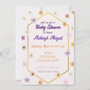 Florale Pastell-Gold-Minimalistische Babyparty Einladung