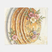Florale Pfannkuchen-Stapel-Wasserfarbe Fleecedecke (Vorderseite (Horizontal))