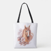 Florale Pferde-Illustration Tasche (Rückseite)