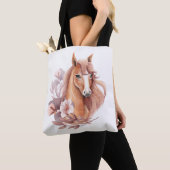Florale Pferde-Illustration Tasche (Von Nahem)