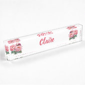Florale Pfingstrose Pink Namensplakette