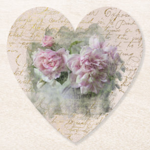 ** Florale Pfingstrosen-Herzliebe Vintage viktori Untersetzer
