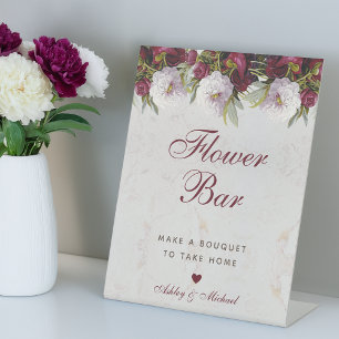 Florale Pfingstrosen Marmor Elegante Schrift Blume Sockelschild