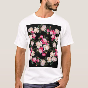 Florale Pfingstrosen-Wasserfarben-Malerei Hintergr T-Shirt