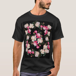 Florale Pfingstrosen-Wasserfarbenmalerei-Hintergru T-Shirt