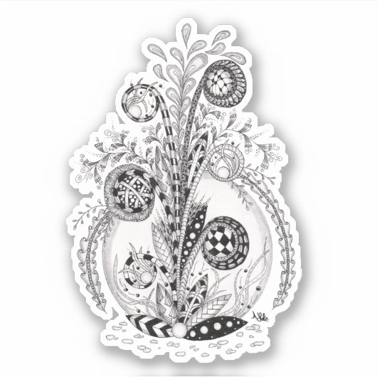 Florale Pflanze im Tangle Design -  Aufkleber (Vorderseite)