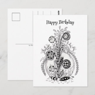 Florale Pflanze im Tangle Design - Postkarte