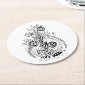 Florale Pflanze im Tangle Design -  Runder Pappuntersetzer (Angewinkelt)