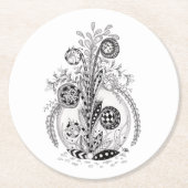 Florale Pflanze im Tangle Design -  Runder Pappuntersetzer (Vorderseite)