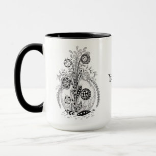 Florale Pflanze im Tangle Design -  Tasse