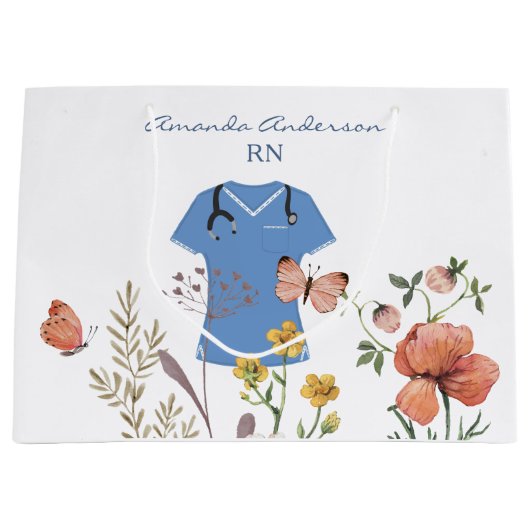 Florale Pflegeschulabsolventin Große Geschenktüte (Vorderseite)