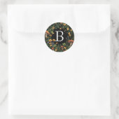 Florale Pilze mit benutzerdefiniertem Anfangsbuchs Runder Aufkleber (Tasche)