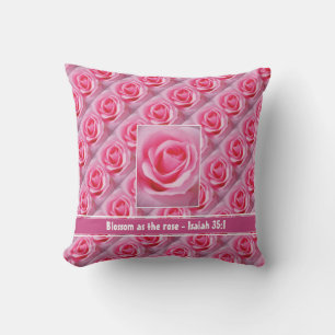 Florale PINK Rose Inspirierender Spruch Bibelvers Kissen