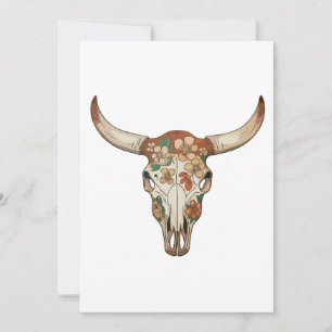 Florale Pinselstrich Western-Kuh-Schädel-Blume Cow Einladung